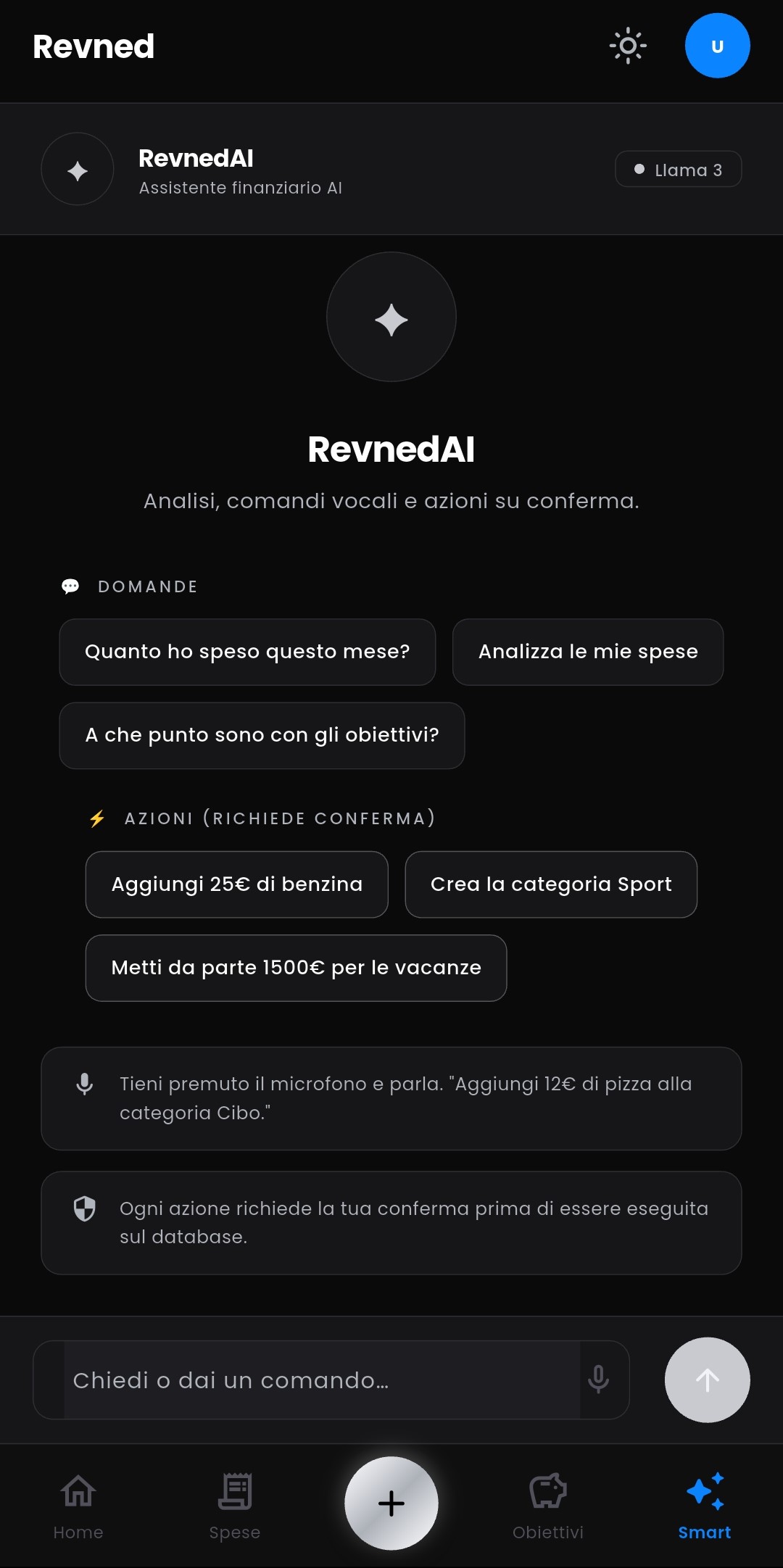 Schermata dark mode